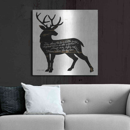 Luxe Metal Art 'Deer in Black' by Cindy Jacobs, Metal Wall Art,36x36