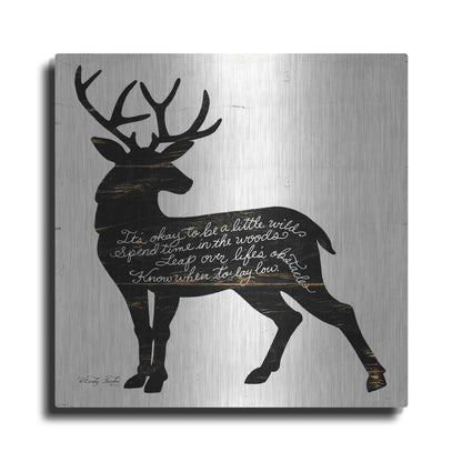 Luxe Metal Art 'Deer in Black' by Cindy Jacobs, Metal Wall Art