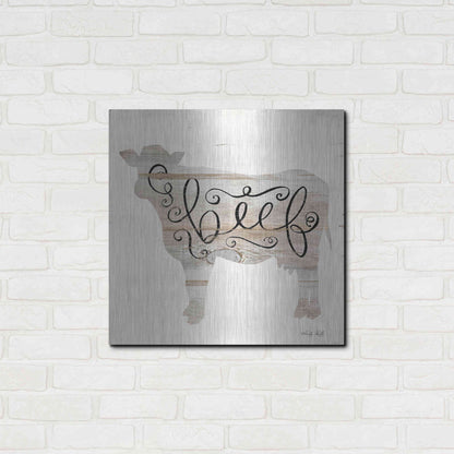 Luxe Metal Art 'Beef in Beige' by Cindy Jacobs, Metal Wall Art,24x24