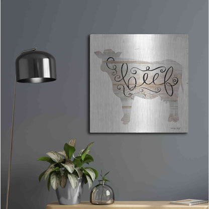 Luxe Metal Art 'Beef in Beige' by Cindy Jacobs, Metal Wall Art,24x24
