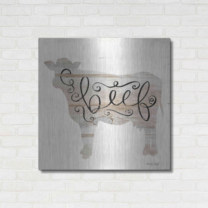 Luxe Metal Art 'Beef in Beige' by Cindy Jacobs, Metal Wall Art,36x36