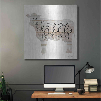 Luxe Metal Art 'Beef in Beige' by Cindy Jacobs, Metal Wall Art,36x36