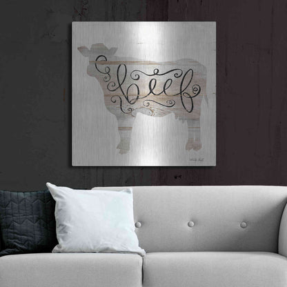 Luxe Metal Art 'Beef in Beige' by Cindy Jacobs, Metal Wall Art,36x36