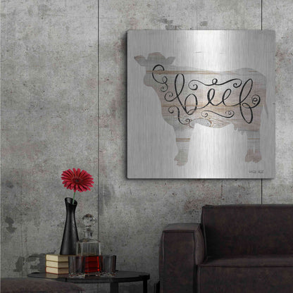 Luxe Metal Art 'Beef in Beige' by Cindy Jacobs, Metal Wall Art,36x36