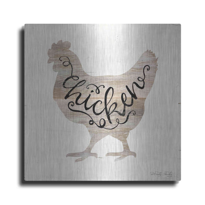 Luxe Metal Art 'Chicken in Beige' by Cindy Jacobs, Metal Wall Art