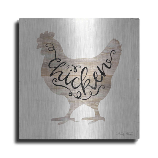 Luxe Metal Art 'Chicken in Beige' by Cindy Jacobs, Metal Wall Art