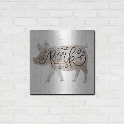 Luxe Metal Art 'Pork in Beige' by Cindy Jacobs, Metal Wall Art,24x24