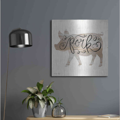 Luxe Metal Art 'Pork in Beige' by Cindy Jacobs, Metal Wall Art,24x24