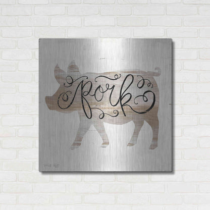 Luxe Metal Art 'Pork in Beige' by Cindy Jacobs, Metal Wall Art,36x36