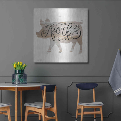 Luxe Metal Art 'Pork in Beige' by Cindy Jacobs, Metal Wall Art,36x36