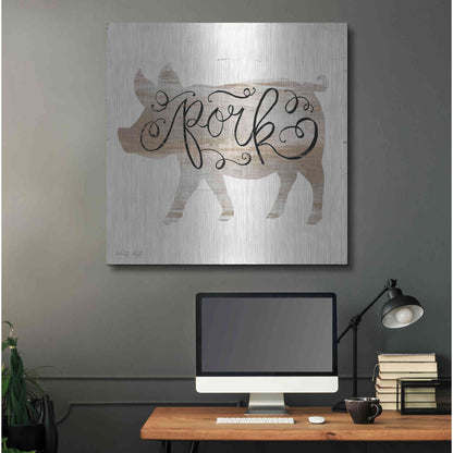Luxe Metal Art 'Pork in Beige' by Cindy Jacobs, Metal Wall Art,36x36