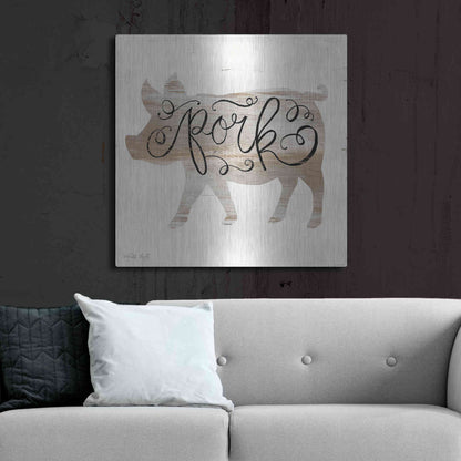 Luxe Metal Art 'Pork in Beige' by Cindy Jacobs, Metal Wall Art,36x36