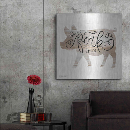 Luxe Metal Art 'Pork in Beige' by Cindy Jacobs, Metal Wall Art,36x36