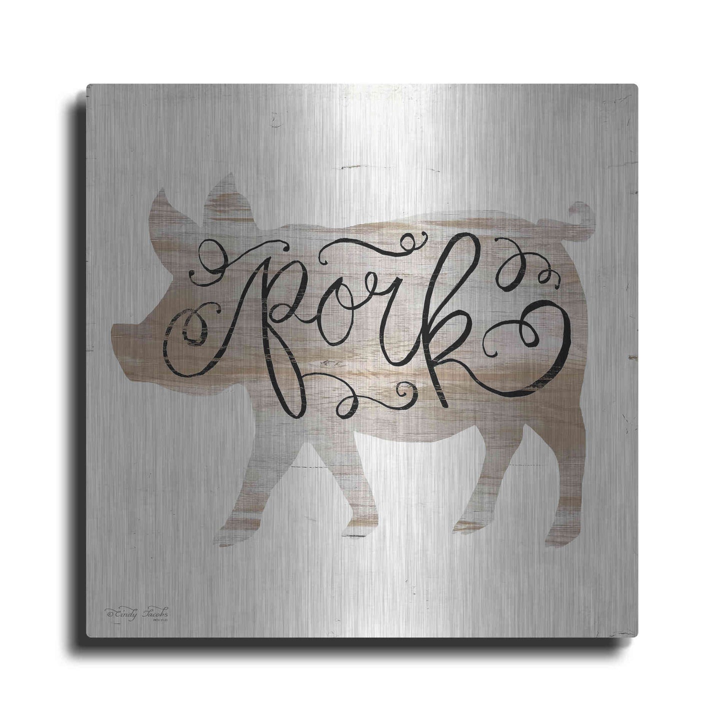 Luxe Metal Art 'Pork in Beige' by Cindy Jacobs, Metal Wall Art