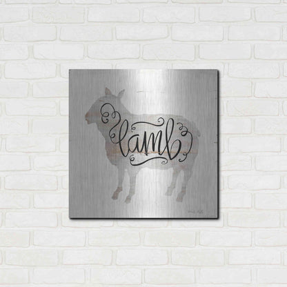Luxe Metal Art 'Lamb in Beige' by Cindy Jacobs, Metal Wall Art,24x24
