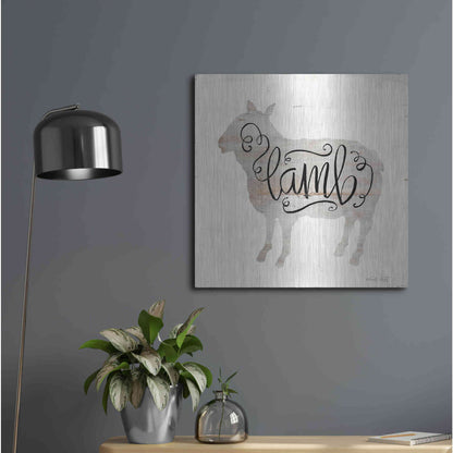 Luxe Metal Art 'Lamb in Beige' by Cindy Jacobs, Metal Wall Art,24x24