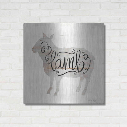 Luxe Metal Art 'Lamb in Beige' by Cindy Jacobs, Metal Wall Art,36x36