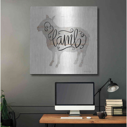 Luxe Metal Art 'Lamb in Beige' by Cindy Jacobs, Metal Wall Art,36x36