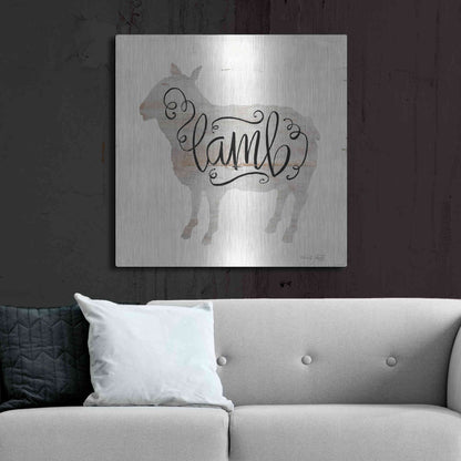 Luxe Metal Art 'Lamb in Beige' by Cindy Jacobs, Metal Wall Art,36x36