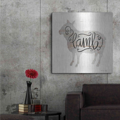 Luxe Metal Art 'Lamb in Beige' by Cindy Jacobs, Metal Wall Art,36x36