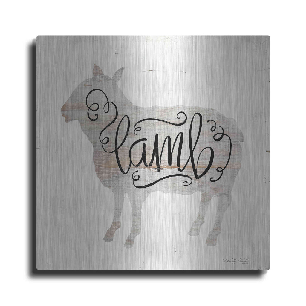 Luxe Metal Art 'Lamb in Beige' by Cindy Jacobs, Metal Wall Art