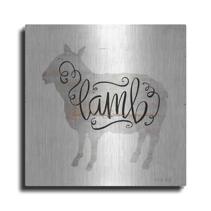 Luxe Metal Art 'Lamb in Beige' by Cindy Jacobs, Metal Wall Art
