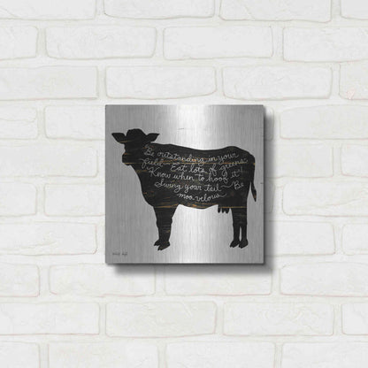 Luxe Metal Art 'Cow - Be Outstanding' by Cindy Jacobs, Metal Wall Art,12x12