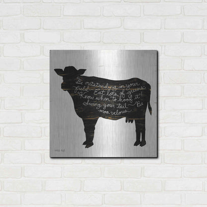 Luxe Metal Art 'Cow - Be Outstanding' by Cindy Jacobs, Metal Wall Art,24x24