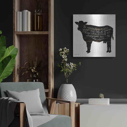 Luxe Metal Art 'Cow - Be Outstanding' by Cindy Jacobs, Metal Wall Art,24x24