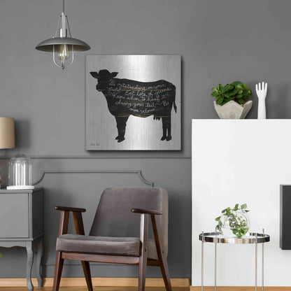Luxe Metal Art 'Cow - Be Outstanding' by Cindy Jacobs, Metal Wall Art,24x24