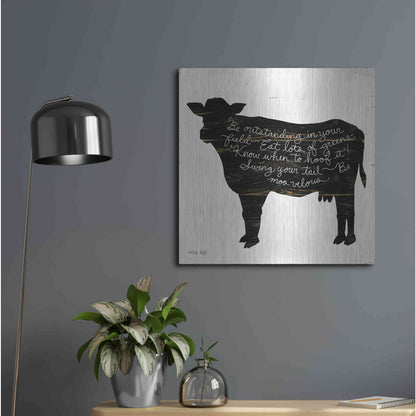 Luxe Metal Art 'Cow - Be Outstanding' by Cindy Jacobs, Metal Wall Art,24x24