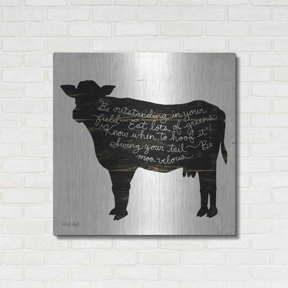 Luxe Metal Art 'Cow - Be Outstanding' by Cindy Jacobs, Metal Wall Art,36x36