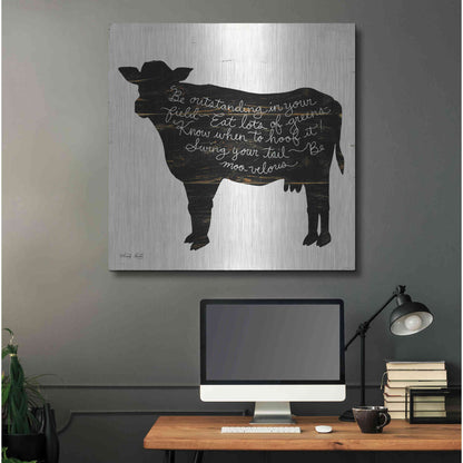 Luxe Metal Art 'Cow - Be Outstanding' by Cindy Jacobs, Metal Wall Art,36x36