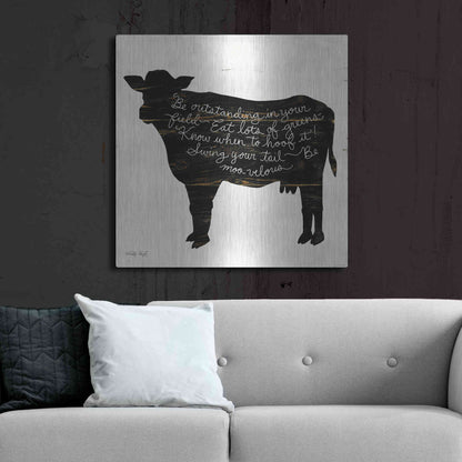 Luxe Metal Art 'Cow - Be Outstanding' by Cindy Jacobs, Metal Wall Art,36x36
