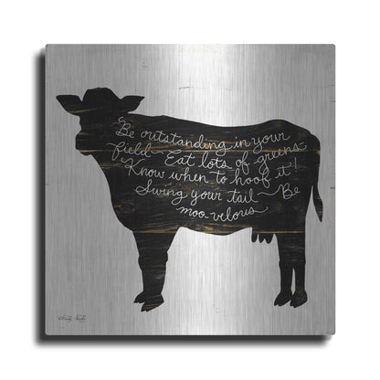 Luxe Metal Art 'Cow - Be Outstanding' by Cindy Jacobs, Metal Wall Art