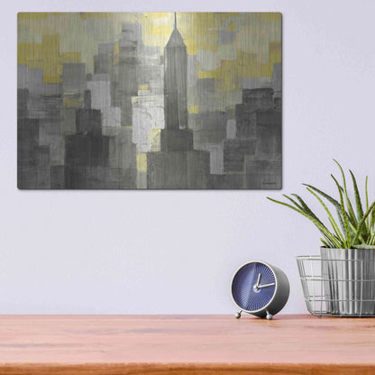 Luxe Metal Art 'City Blocks Neutral' by Albena Hristova, Metal Wall Art,16x12