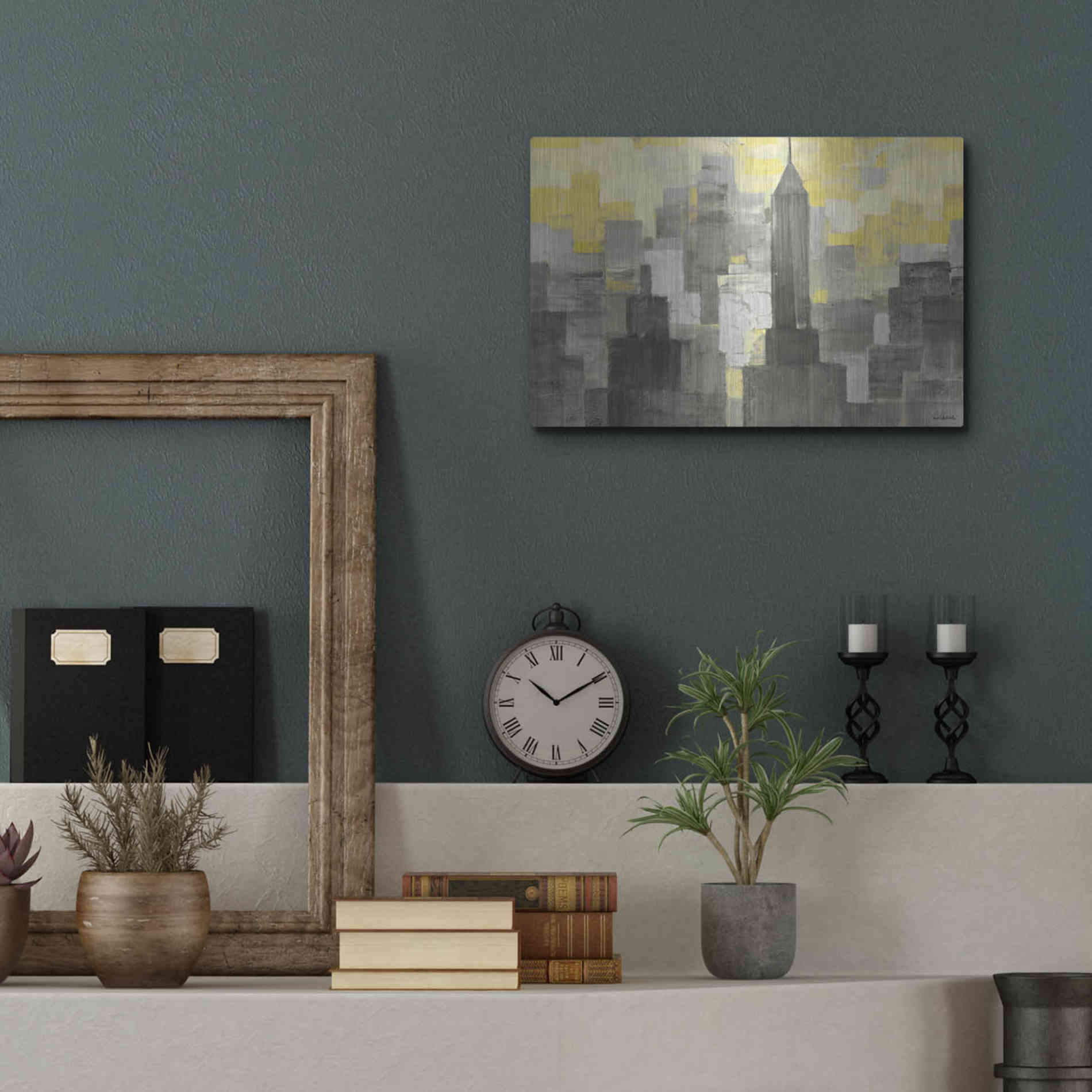 Luxe Metal Art 'City Blocks Neutral' by Albena Hristova, Metal Wall Art,16x12