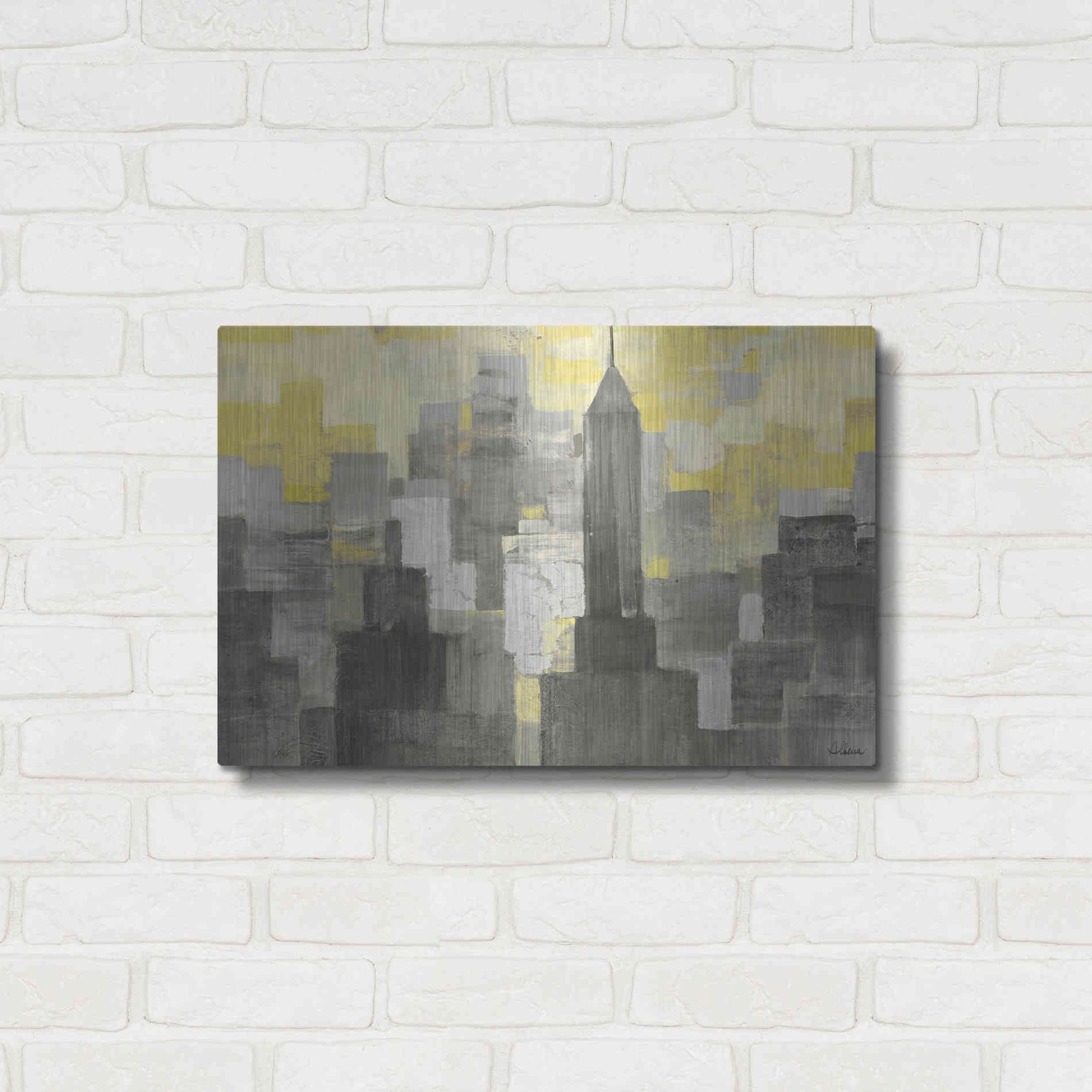 Luxe Metal Art 'City Blocks Neutral' by Albena Hristova, Metal Wall Art,24x16