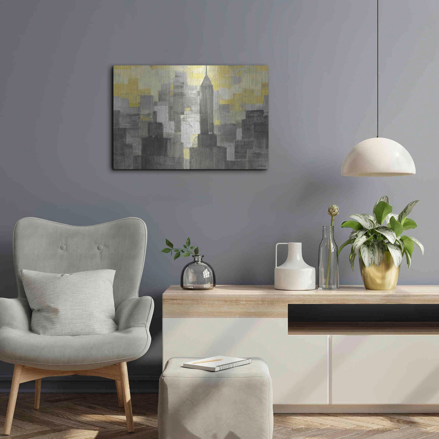 Luxe Metal Art 'City Blocks Neutral' by Albena Hristova, Metal Wall Art,24x16