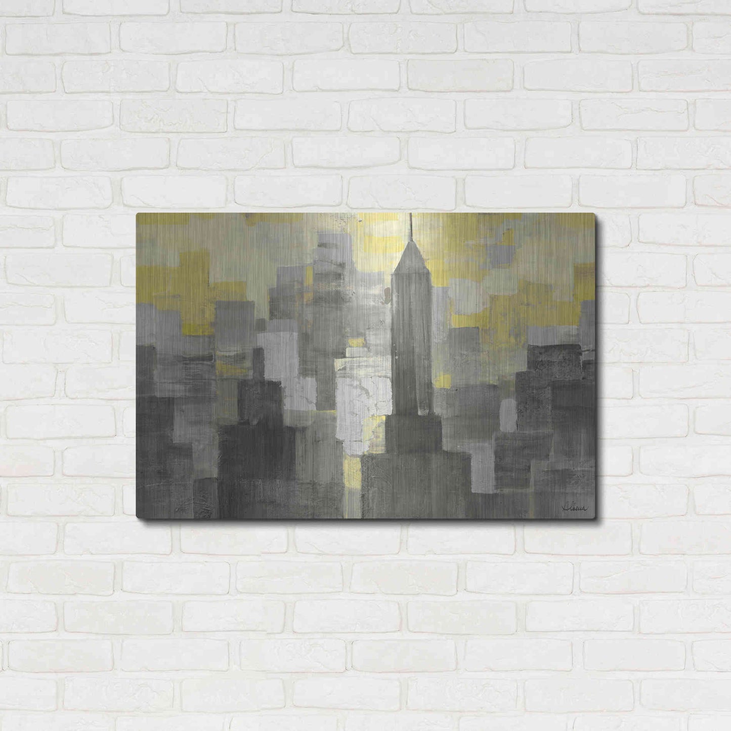 Luxe Metal Art 'City Blocks Neutral' by Albena Hristova, Metal Wall Art,36x24