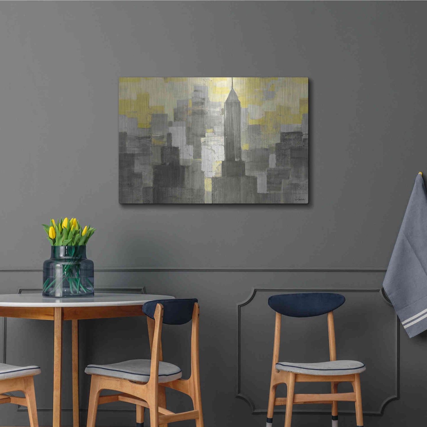 Luxe Metal Art 'City Blocks Neutral' by Albena Hristova, Metal Wall Art,36x24