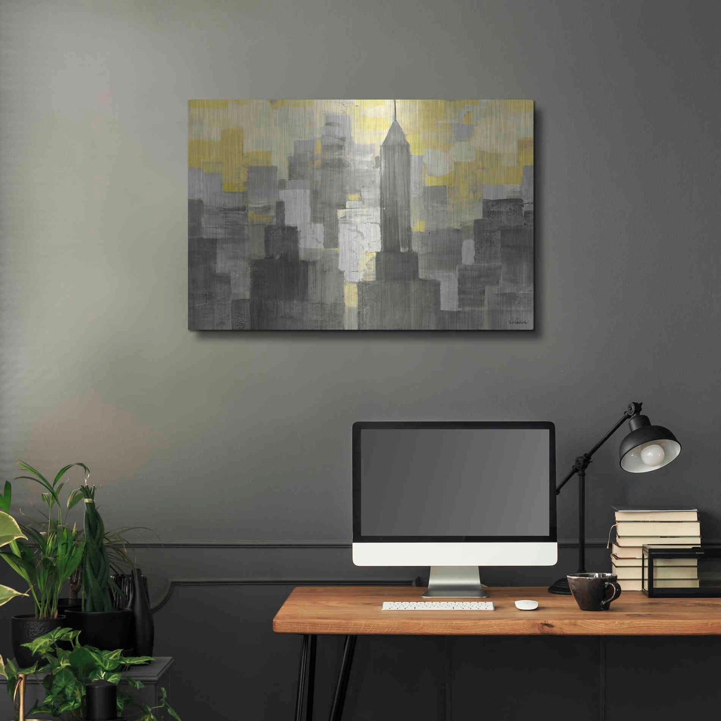 Luxe Metal Art 'City Blocks Neutral' by Albena Hristova, Metal Wall Art,36x24