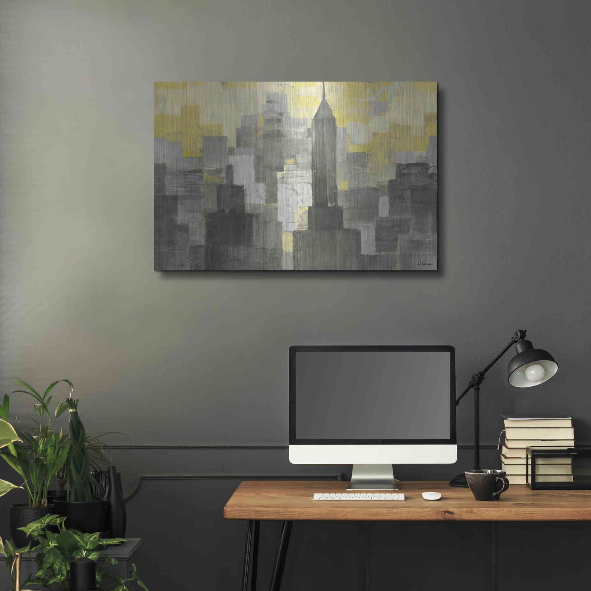 Luxe Metal Art 'City Blocks Neutral' by Albena Hristova, Metal Wall Art,36x24