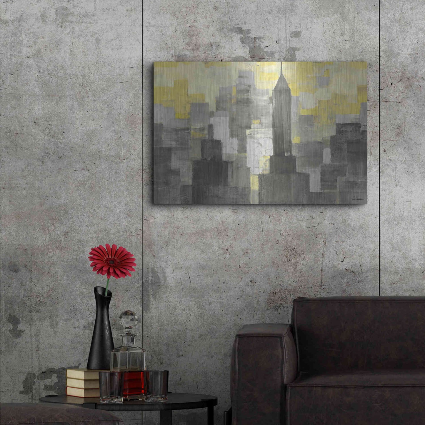 Luxe Metal Art 'City Blocks Neutral' by Albena Hristova, Metal Wall Art,36x24