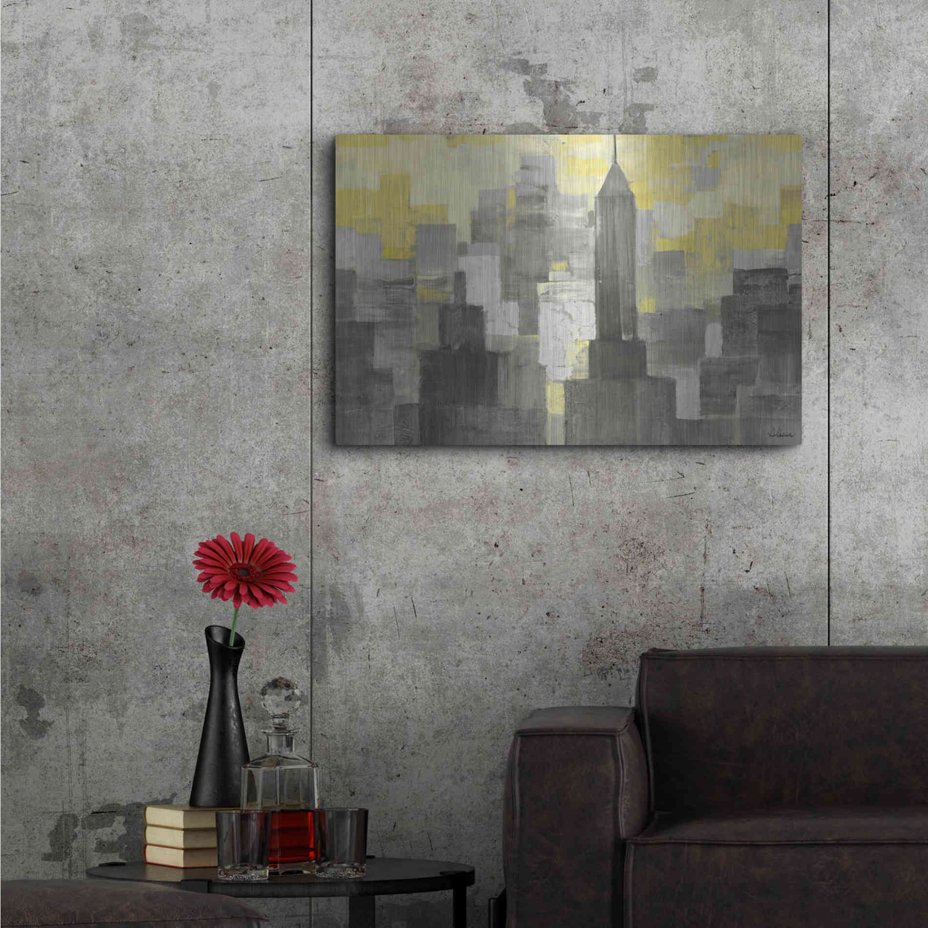 Luxe Metal Art 'City Blocks Neutral' by Albena Hristova, Metal Wall Art,36x24