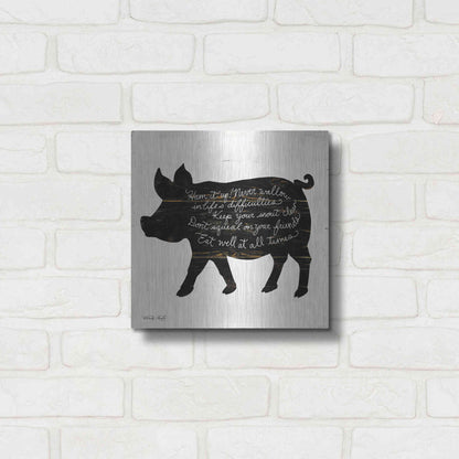 Luxe Metal Art 'Pig - Ham it Up' by Cindy Jacobs, Metal Wall Art,12x12