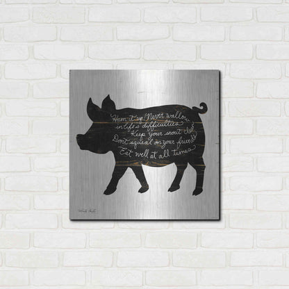 Luxe Metal Art 'Pig - Ham it Up' by Cindy Jacobs, Metal Wall Art,24x24