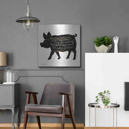 Luxe Metal Art 'Pig - Ham it Up' by Cindy Jacobs, Metal Wall Art,24x24