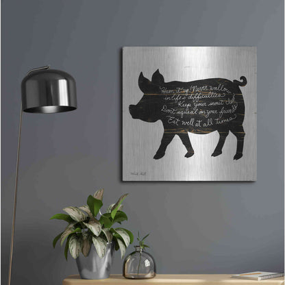 Luxe Metal Art 'Pig - Ham it Up' by Cindy Jacobs, Metal Wall Art,24x24
