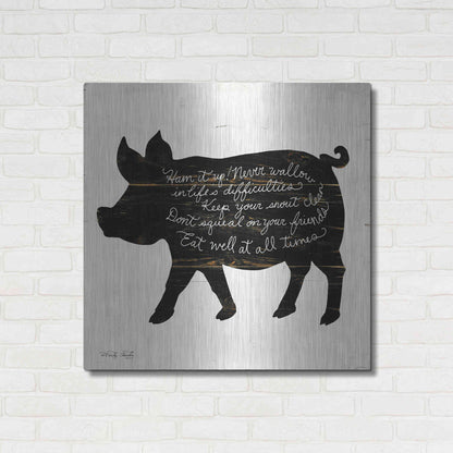 Luxe Metal Art 'Pig - Ham it Up' by Cindy Jacobs, Metal Wall Art,36x36